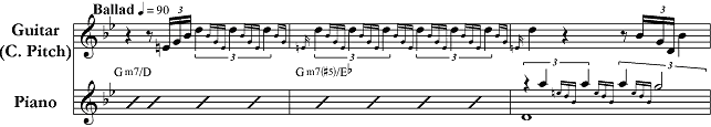 Image of an excerpt of “Romain” on staff notation.