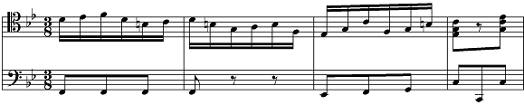 Image: Measure 134 of Bach’s BWV 995
