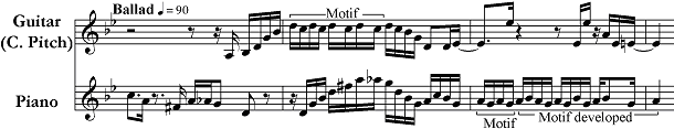Image of an excerpt of “Romain” on staff notation.